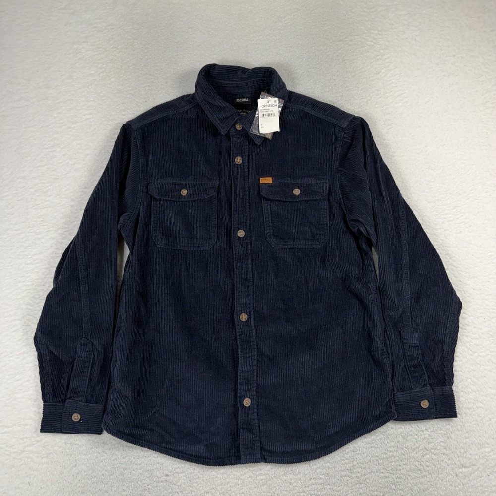NEW Buffalo David Bitton Button JEREMIAS Corduroy Shacket Men's Size Medium NAVY